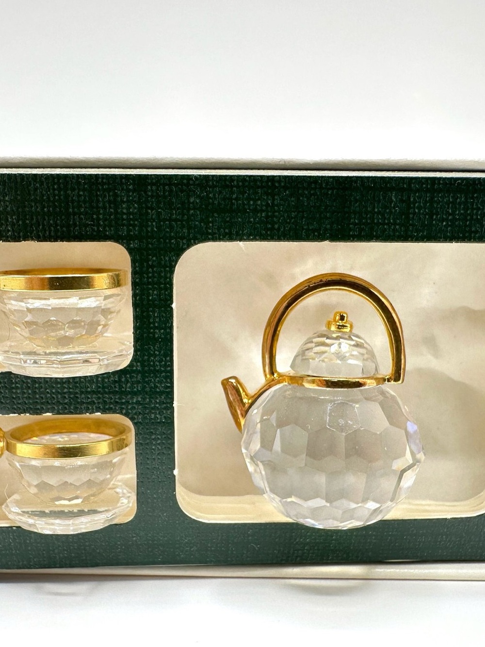 IN BOX Vintage Swarovski Crystal Memories Teapot & Cup Set with Gold Trim